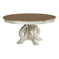Furniture of America Clyde Rustic Wood Round Dining Table in Antique White