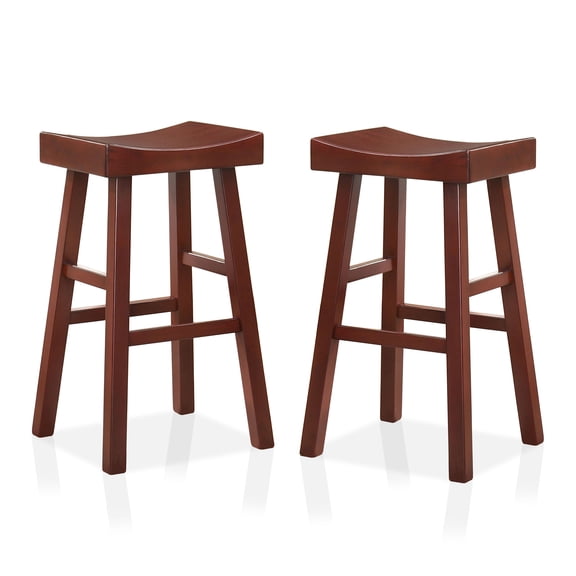 Furniture of America Colan Saddle Bar Stools, Dark Cherry - Set of 2