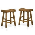 thumbnail image 1 of Furniture of America Colan Saddle Counter Stools, Medium Oak - Set of 2, 1 of 4