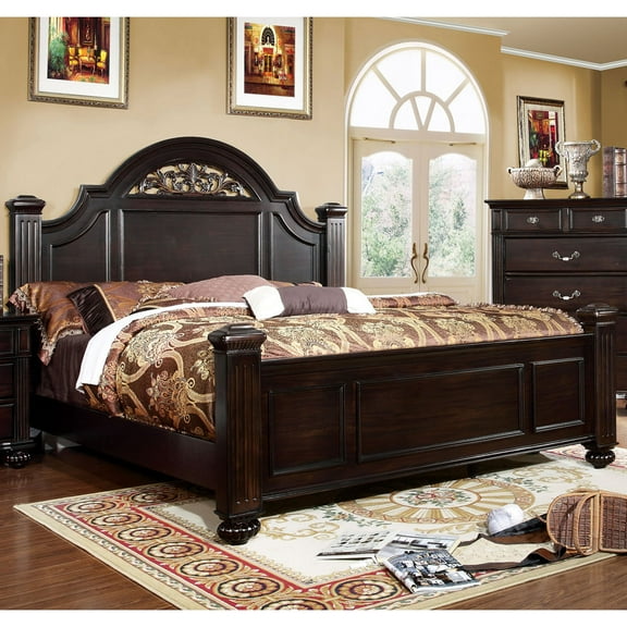 Furniture of America Collier Wood Panel Bed, Eastern King, Dark Walnut