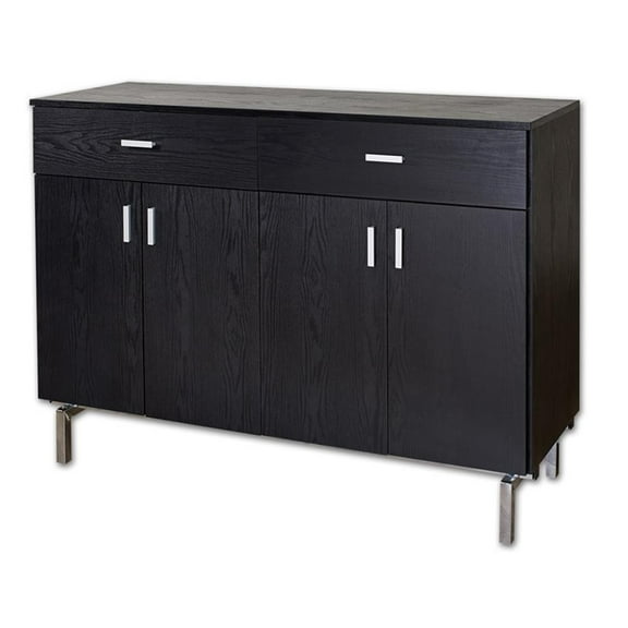 Furniture of America Coloma Wood 2-Drawer Buffet Server in Black and Chrome