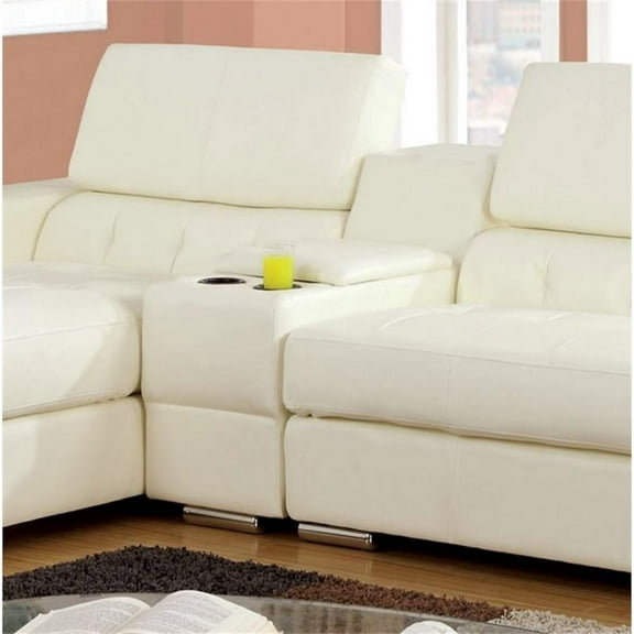 Furniture of America Contreras Faux Leather Storage Console in White