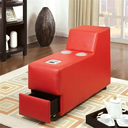Furniture of America Contreras Faux Leather Upholstered Console in Red