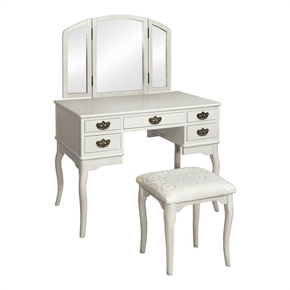 Furniture of America Coriander Wood 3-Piece Bedroom Vanity Set in White