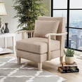thumbnail image 1 of Furniture of America Ciela Fabric-Like Vinyl Cushioned Accent Chair in Beige, 1 of 5