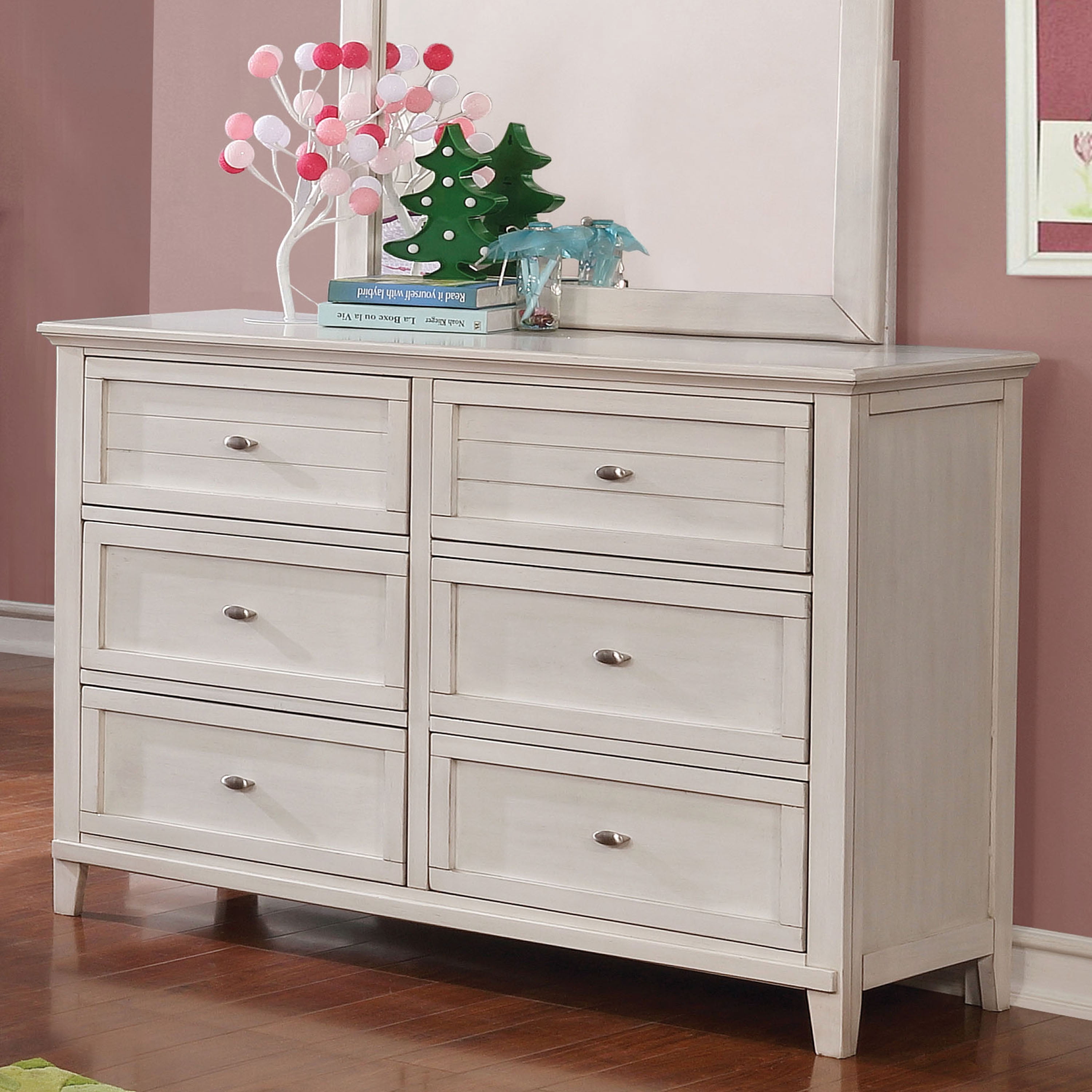 Furniture of America Covington Transitional 6-Drawer Dresser, Antique White