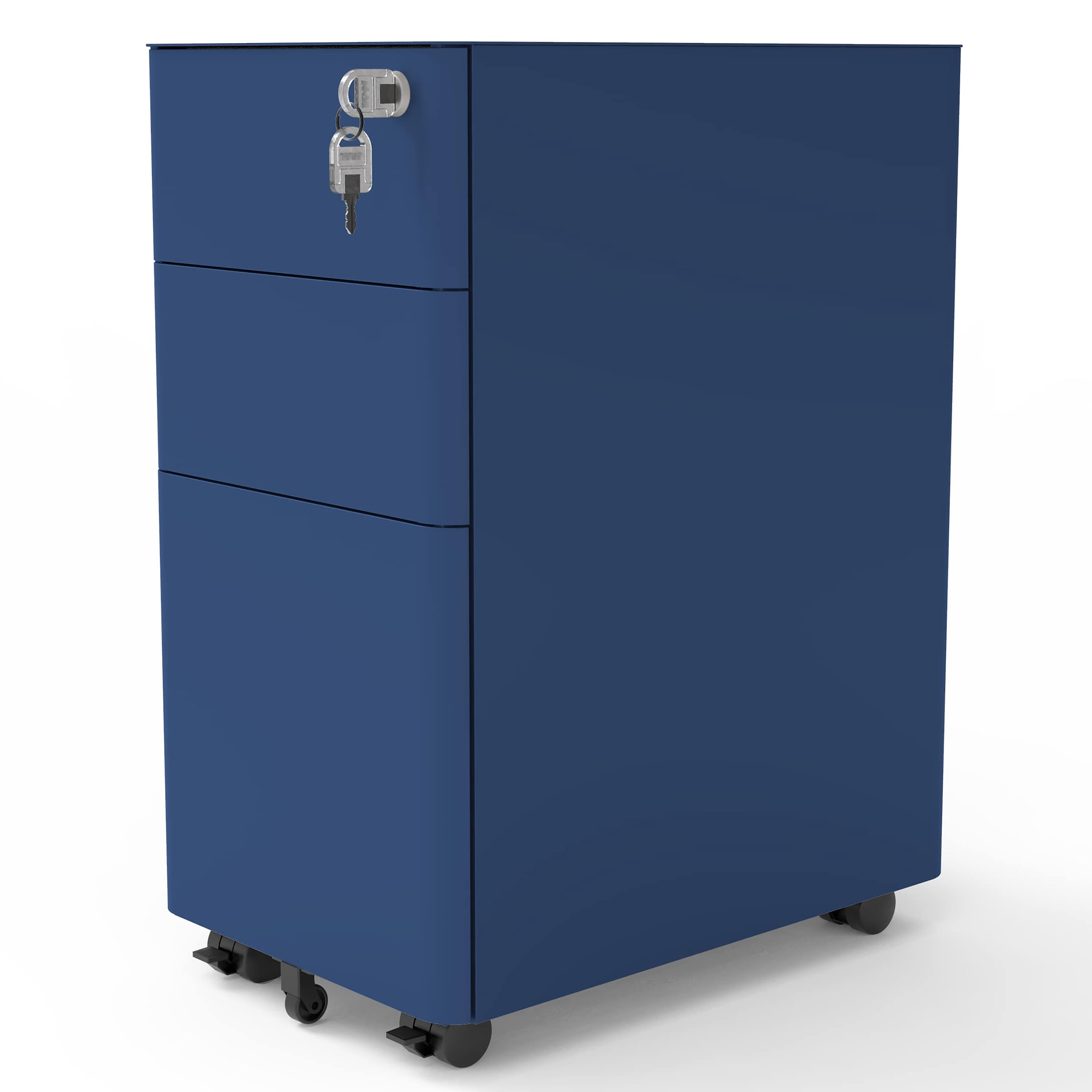 Furniture of America Crans Metal Lockable File Cabinet, Navy Blue