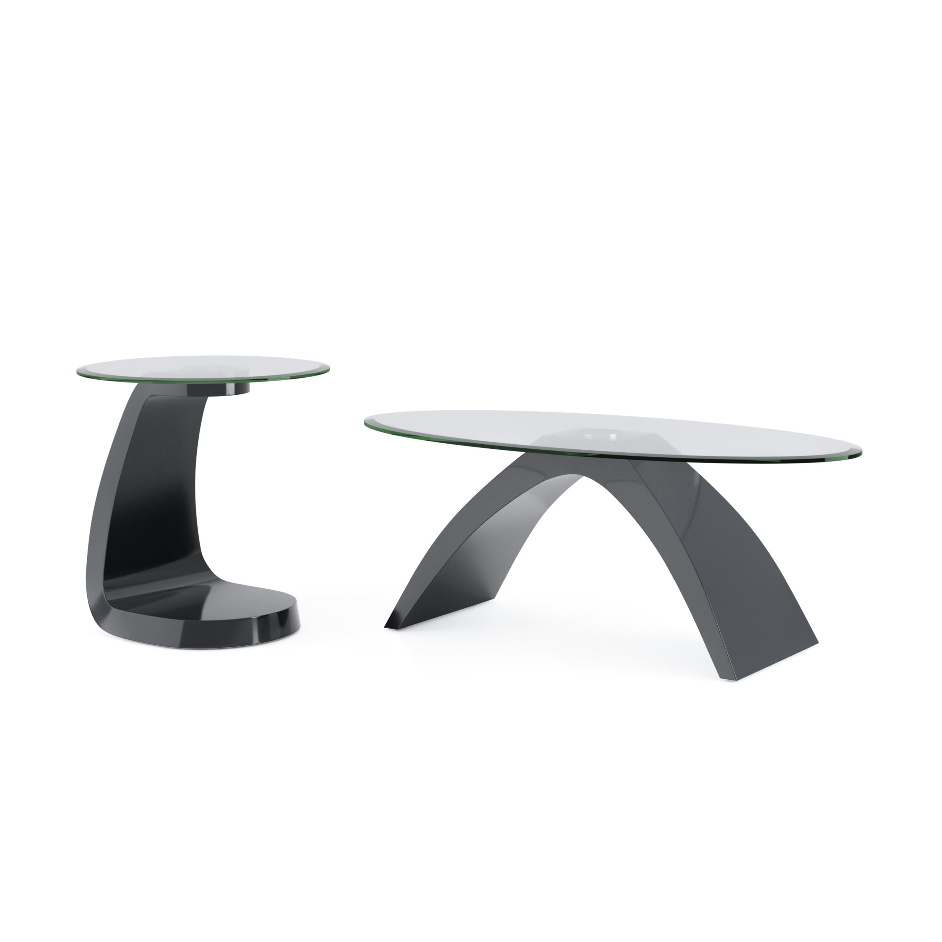 Furniture of America Crescendo Modern 47-inch Glass Top 2-Piece Coffee Table and End Table Set ...