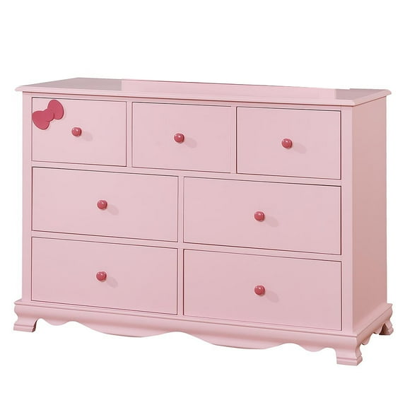 Furniture of America Crista Contemporary Wood 7-Drawer Dresser, Pink
