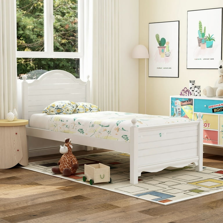 White wood twin bed frame hotsell