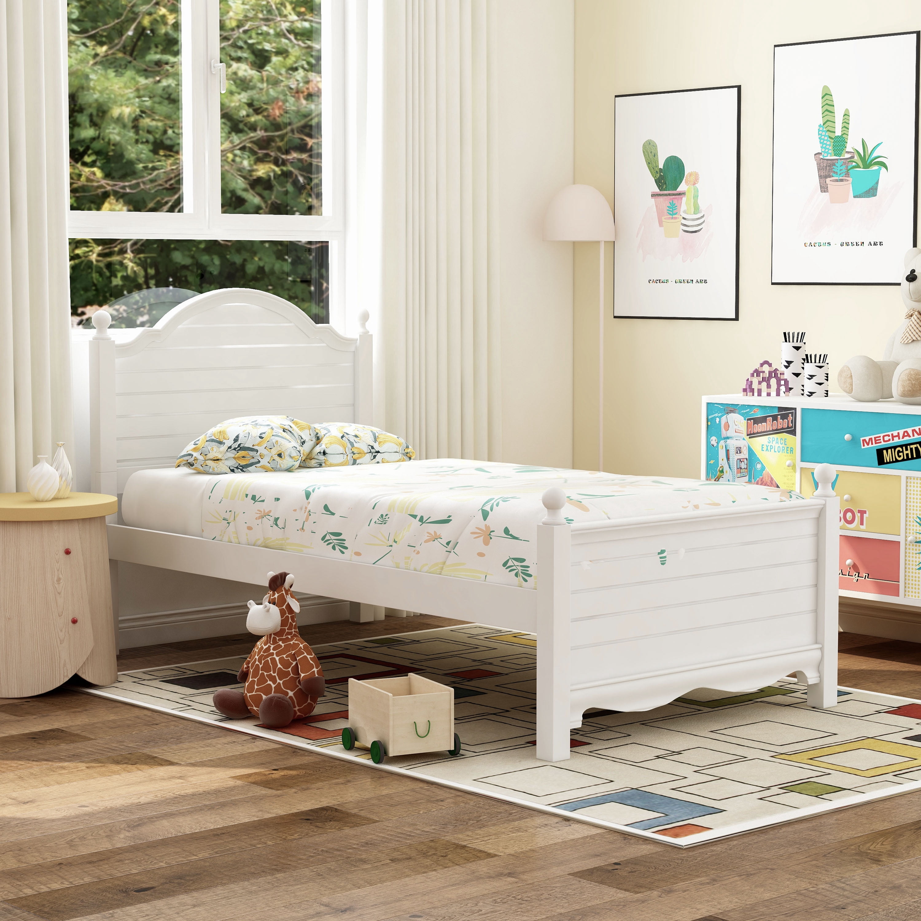 Furniture of America Crista Mattress Ready Wood White Twin Kids Bed
