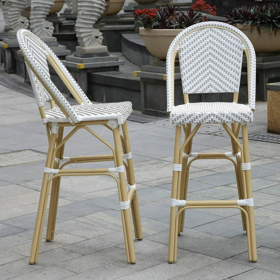 Furniture of America Cruz Outdoor Bar Stool - Gray and Natural Tone, 2 Pack