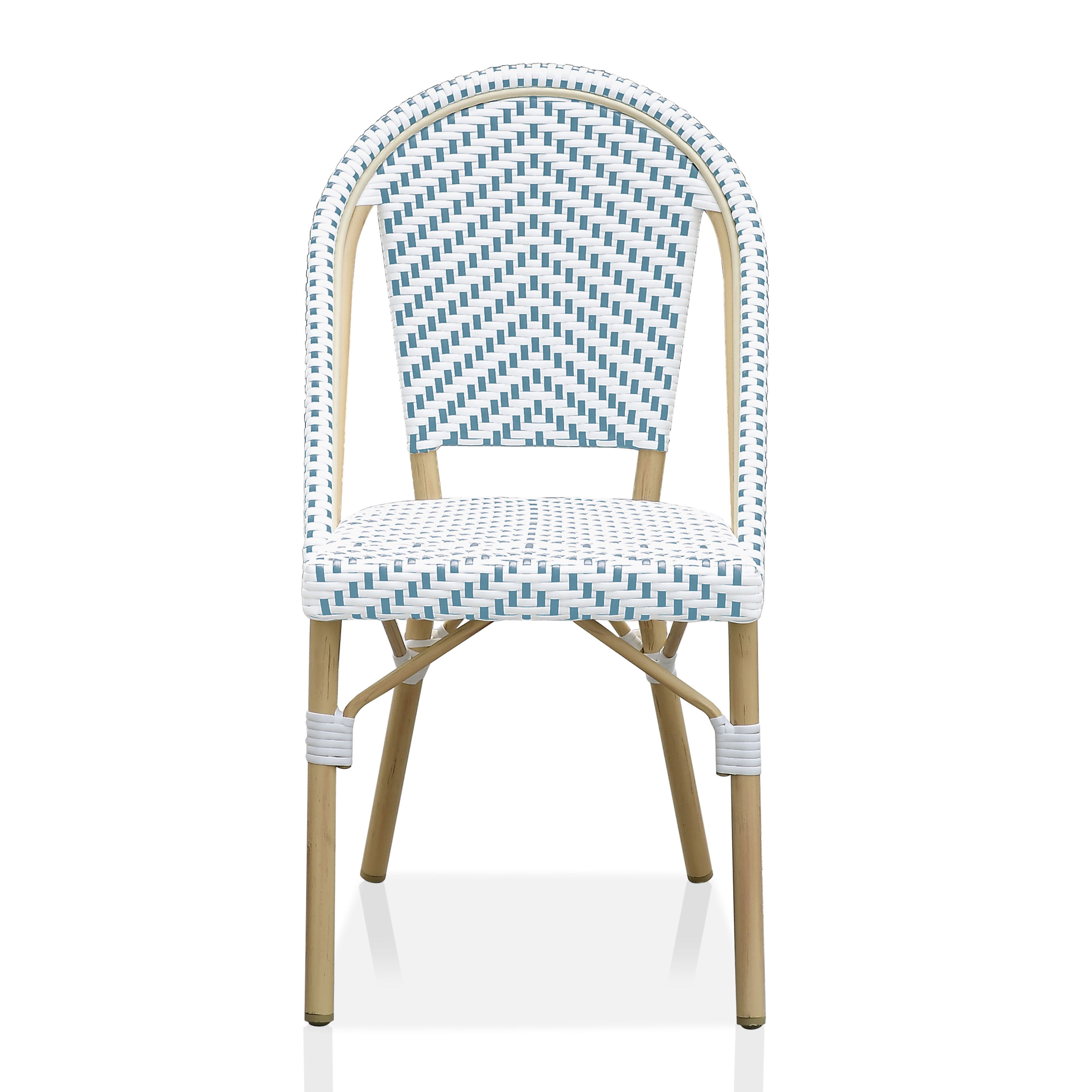 Furniture of America Cruz Outdoor Dining Chair - Faux Rattan - Set of 2 - Armless - Blue