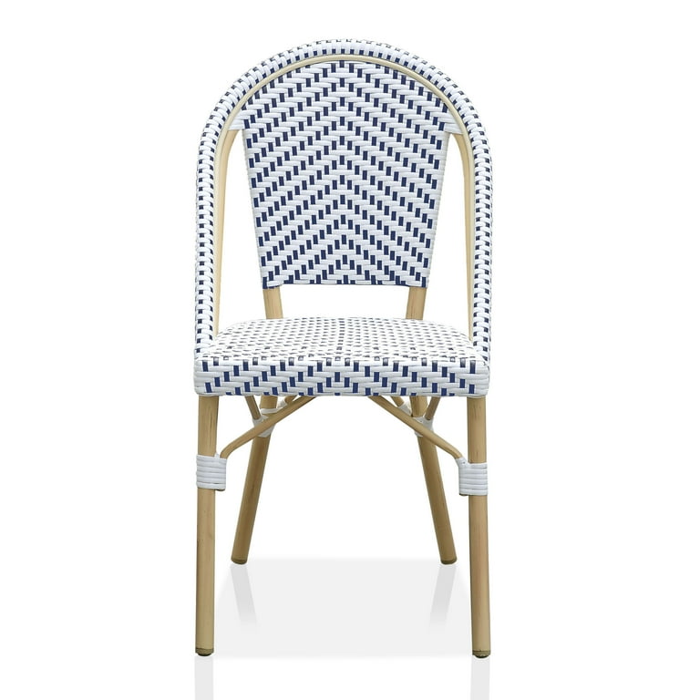 Furniture of America Cruz Outdoor Dining Chair Faux Rattan Set of 2 Armless Navy Walmart