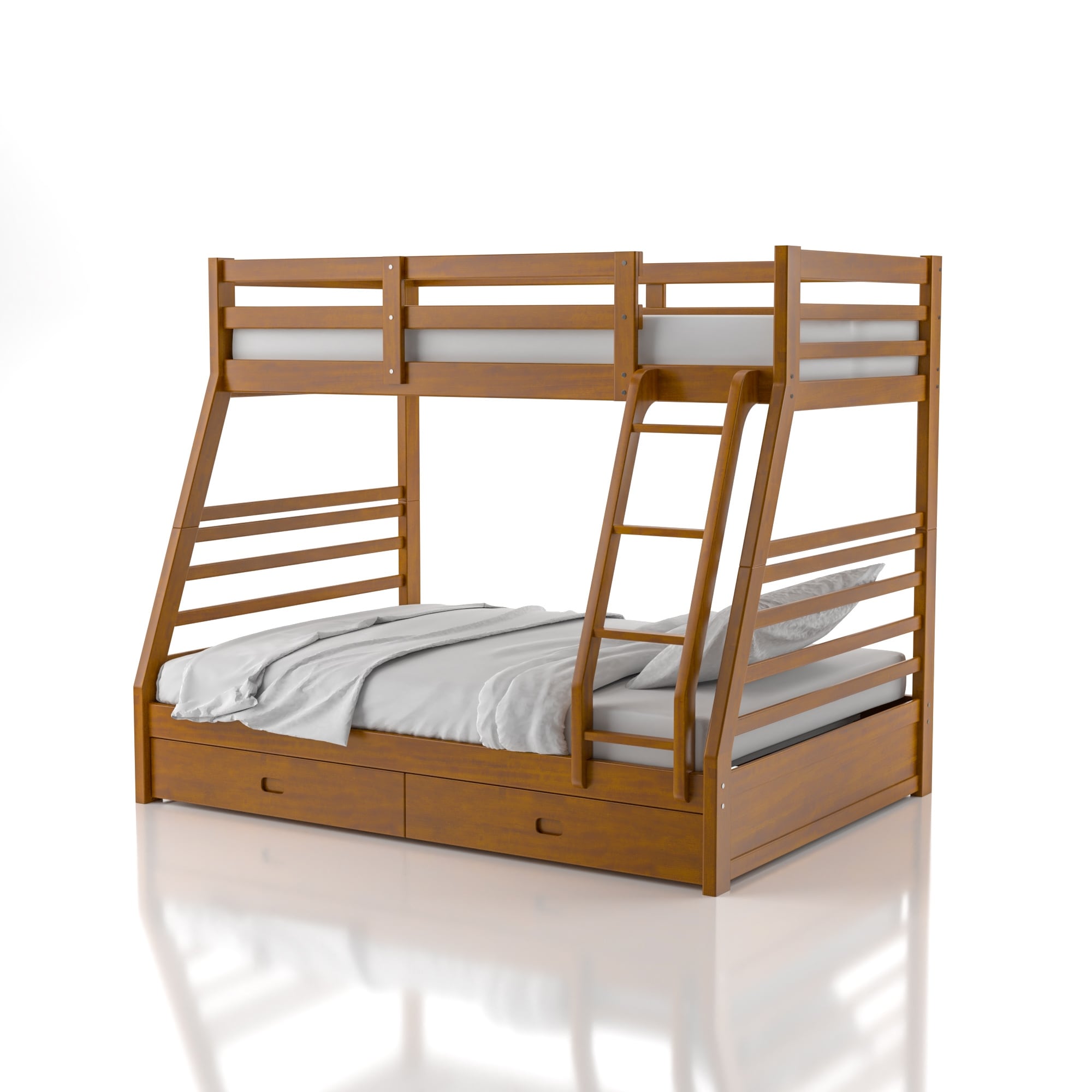 Furniture of America Cude Modern Twin over Full Solid Wood Bunk Bed Set