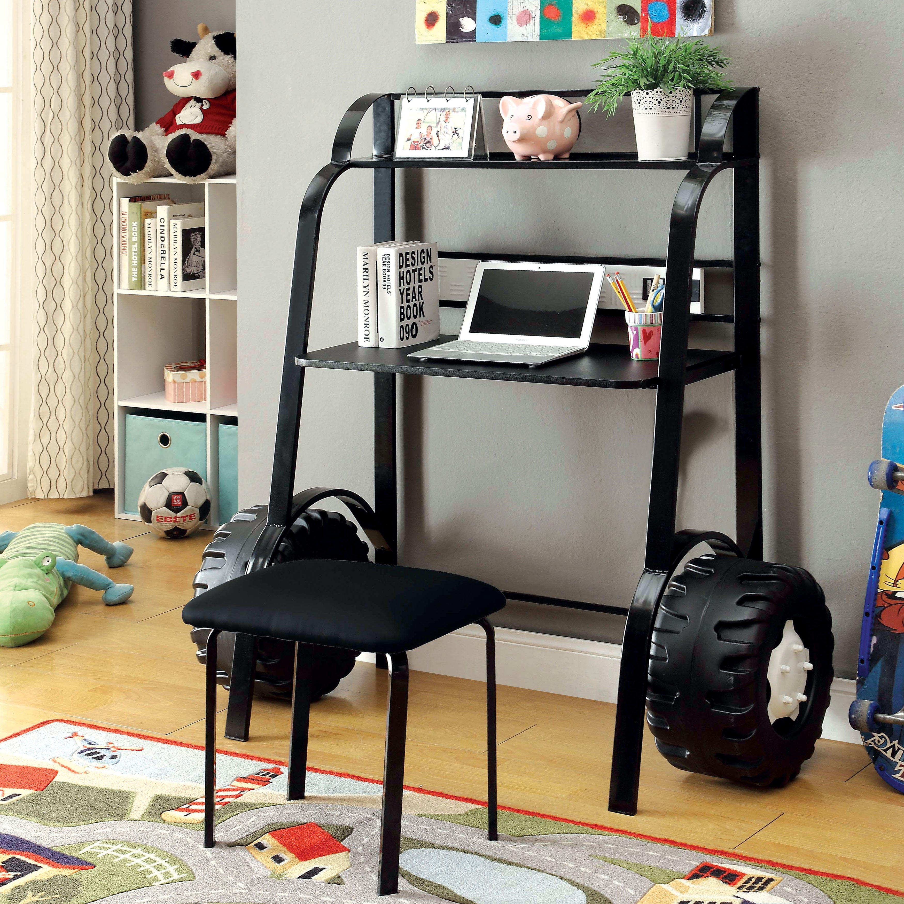 Furniture of America Daiton Novelty Metal Black Race Car Kids Desk 