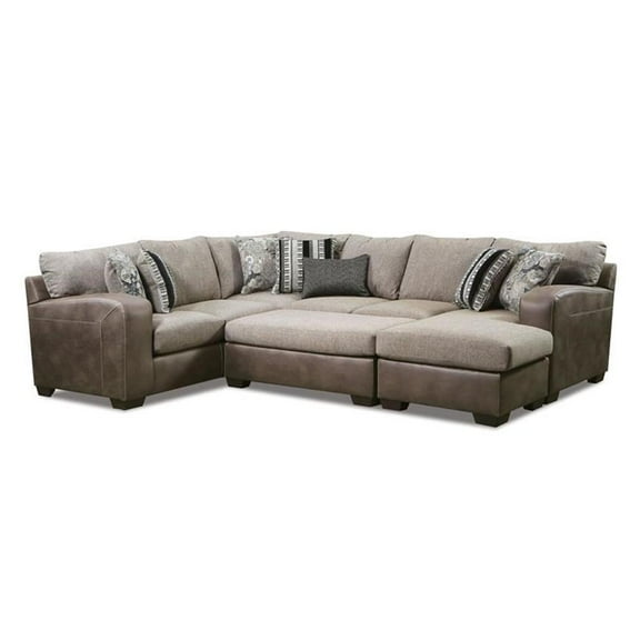 Furniture of America Dalla Microfiber Upholstered Sectional in Brown