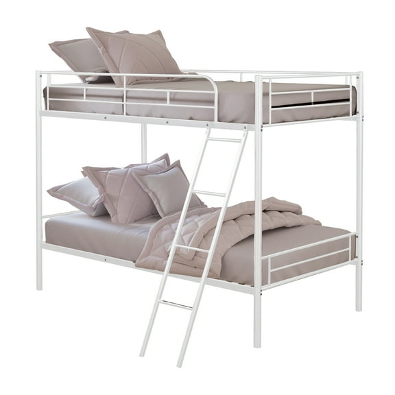 Furniture of America Brivan Modern Kids Metal Twin Over Twin Bunk Bed, White