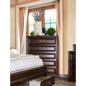 Furniture of America Damien Rustic 5-Drawer Chest, Brown Cherry