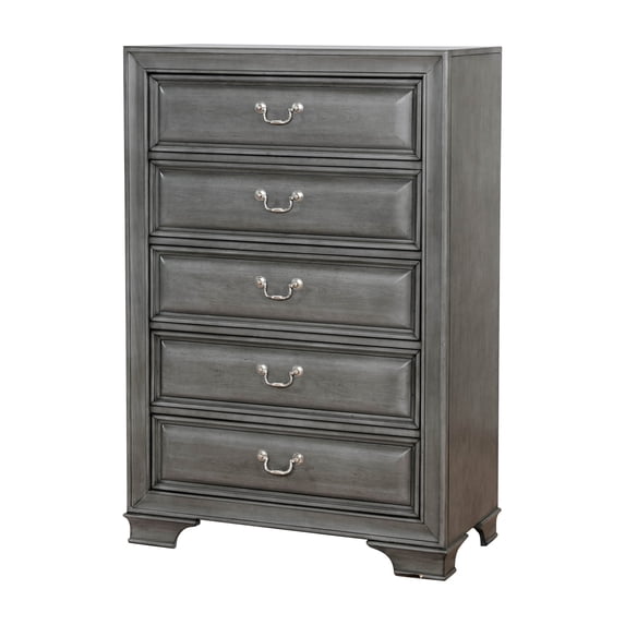 Furniture of America Damien Rustic 5-Drawer Chest, Gray