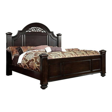 Furniture of America Damos Solid Wood California King Panel Bed in Dark Walnut