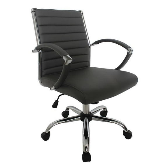 Furniture of America Damse Faux Leather Small Adjustable Office Chair in Gray