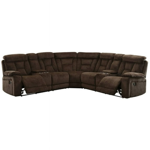 Furniture of America Daniah Chenille Reclining Sectional in Brown
