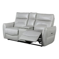 Furniture of America Dansworth Leather Storage Power Loveseat in Taupe