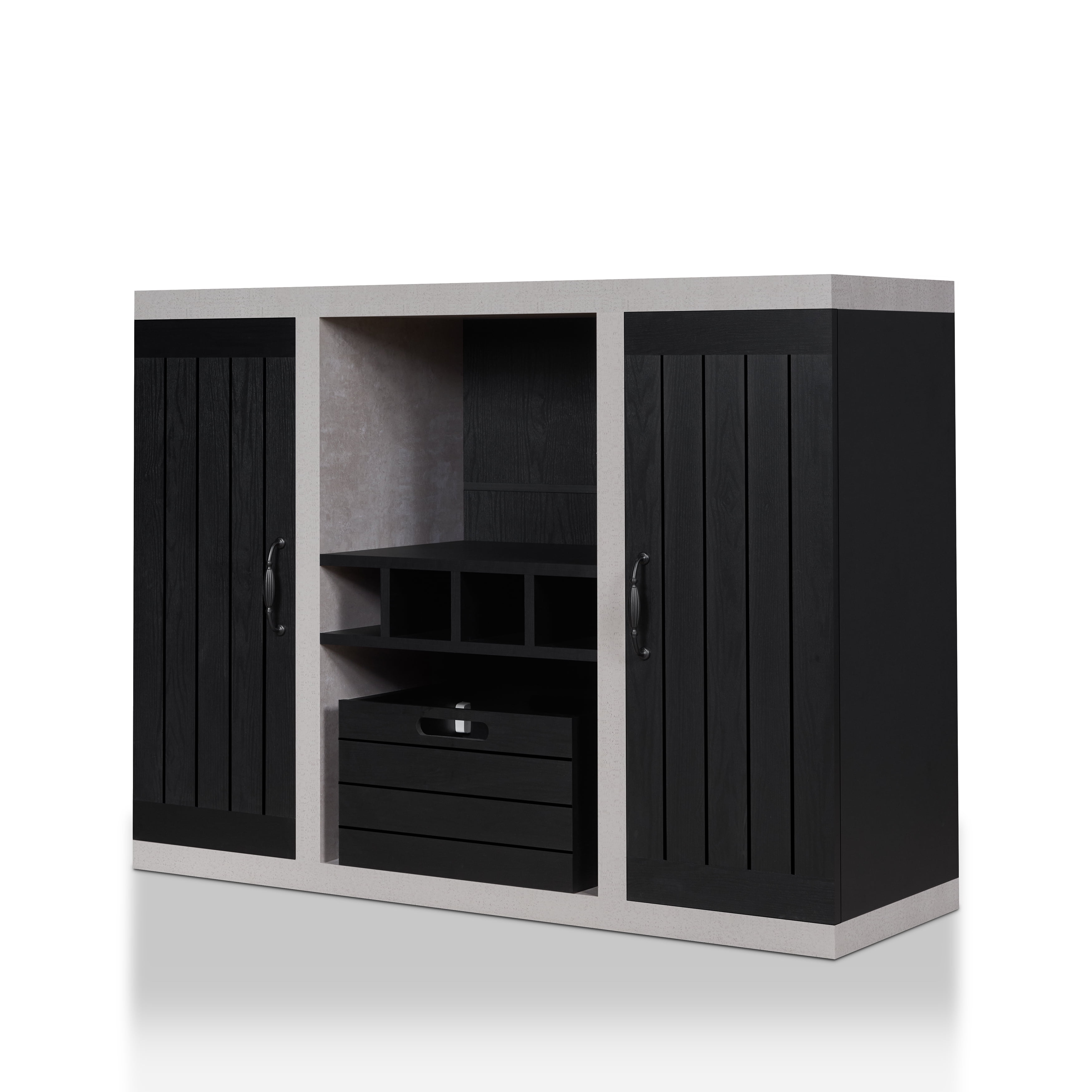 Furniture of America Danyle Industrial Two-Toned Black Buffet Sideboard