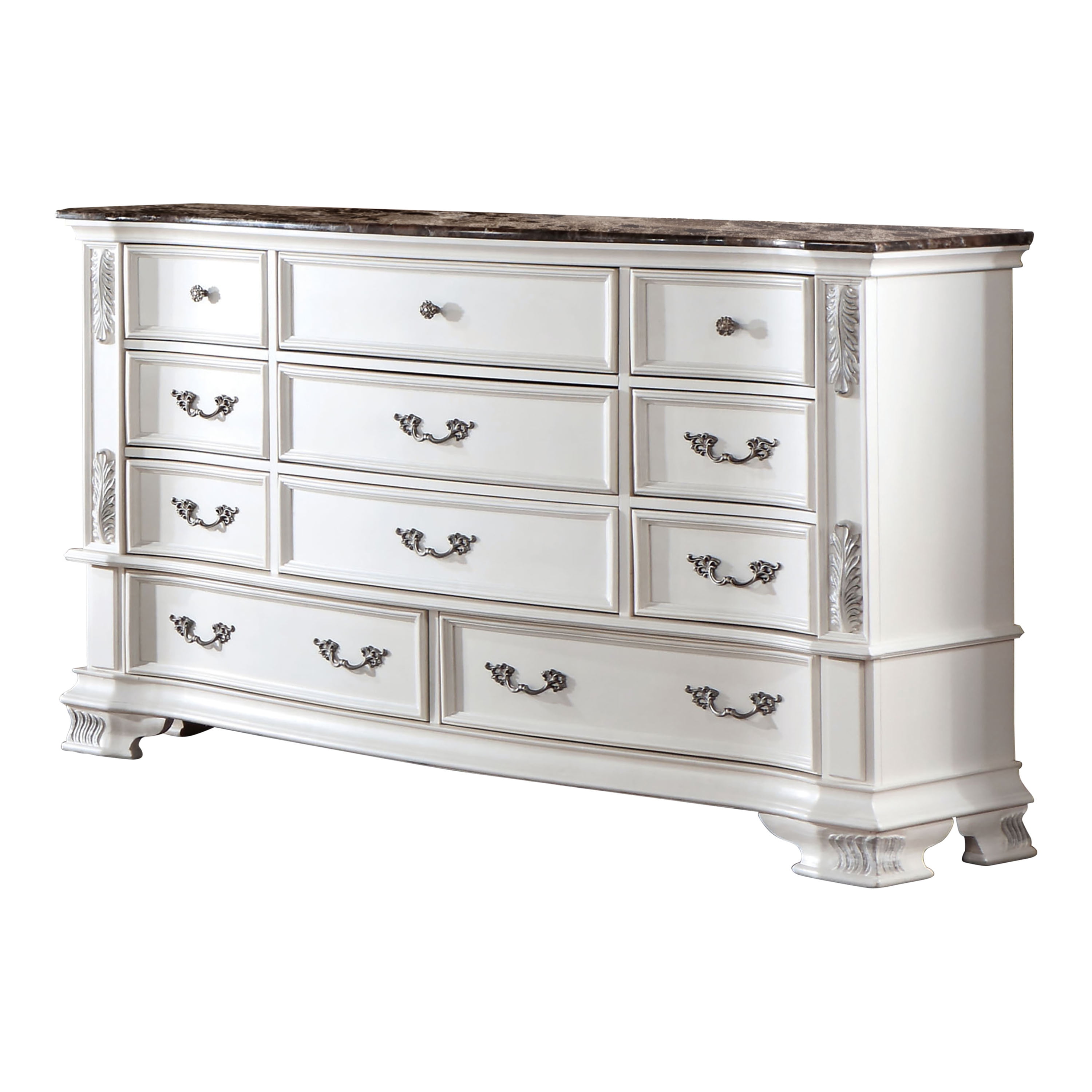 Florince Pearl White 68" Dresser with Genuine Marble Top