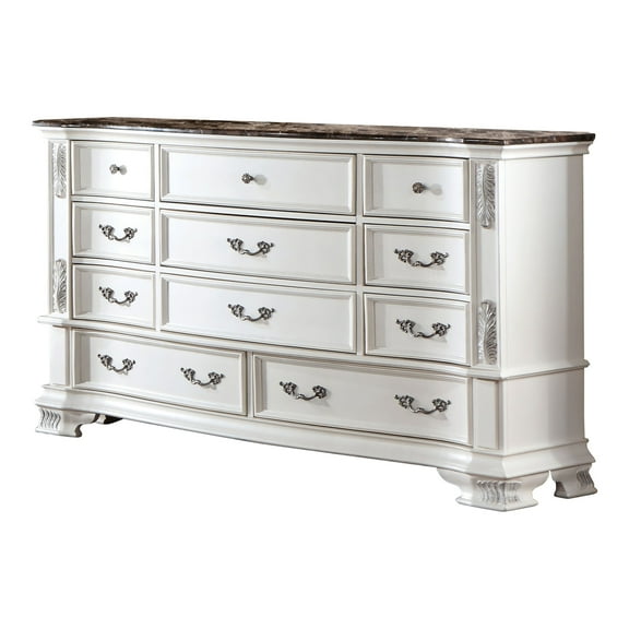 Furniture of America Deber Adult Traditional 11-Drawer Dresser, Pearl White