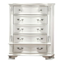 Furniture of America Deber Adult Traditional 5-Drawer Vertical Dresser, Pearl White