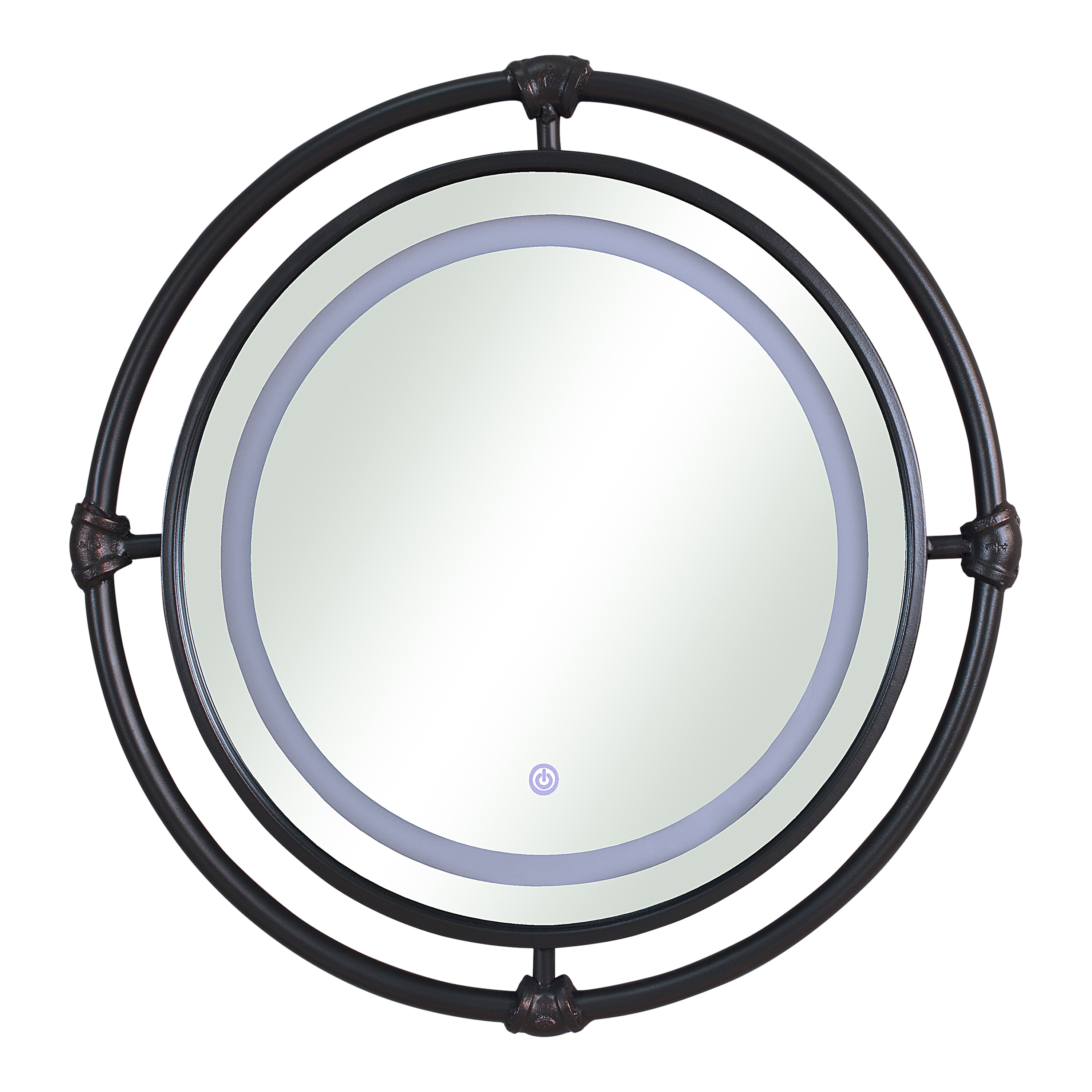 Furniture of America Delmarra LED Light Wall Mirror, Black and Copper