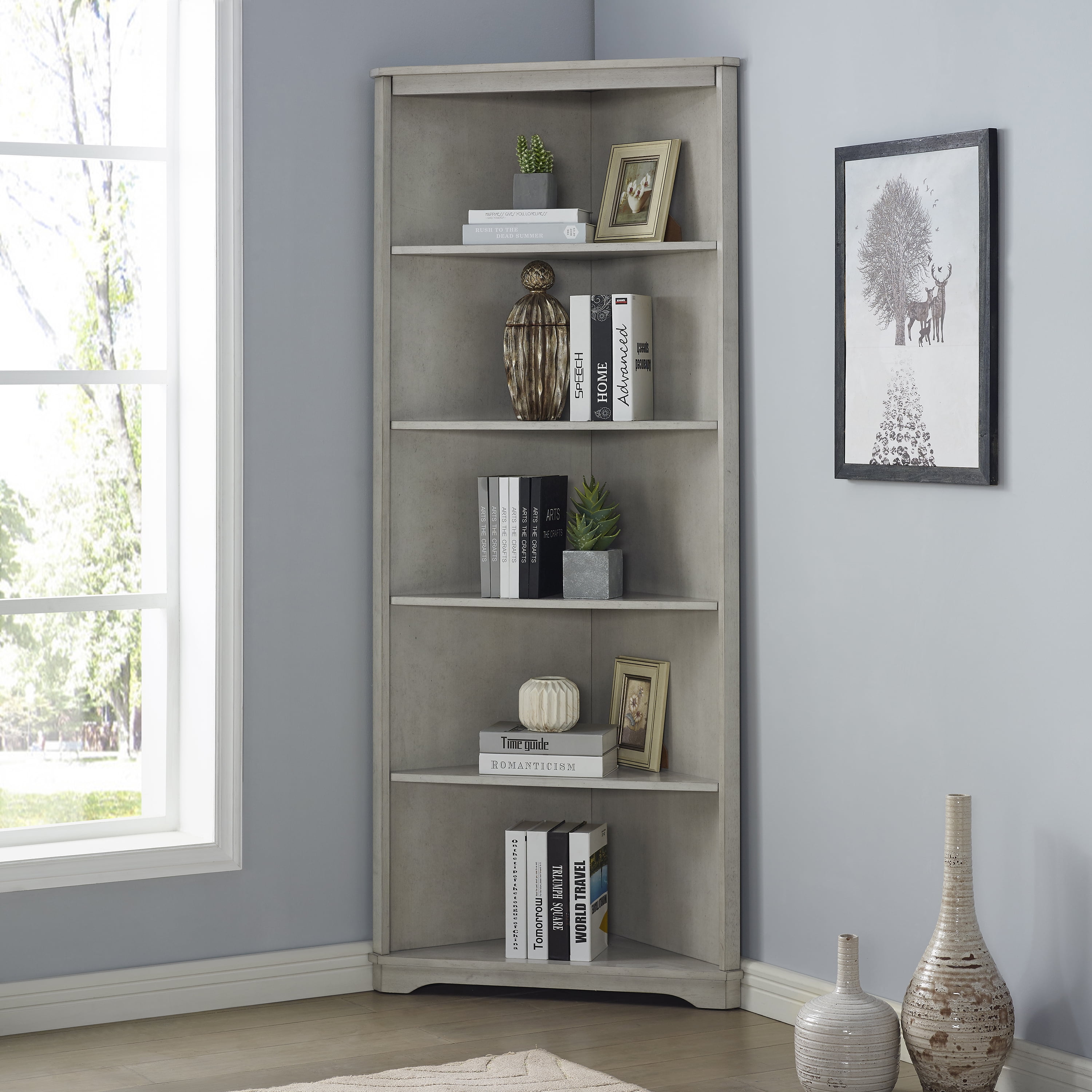 Antique white corner bookcase deals