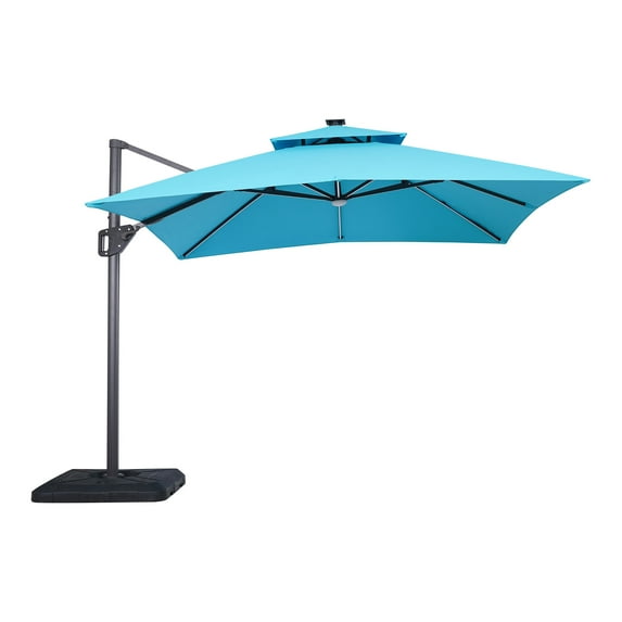 Furniture of America Deno 10' Double Top Square Umbrella with LED, Teal