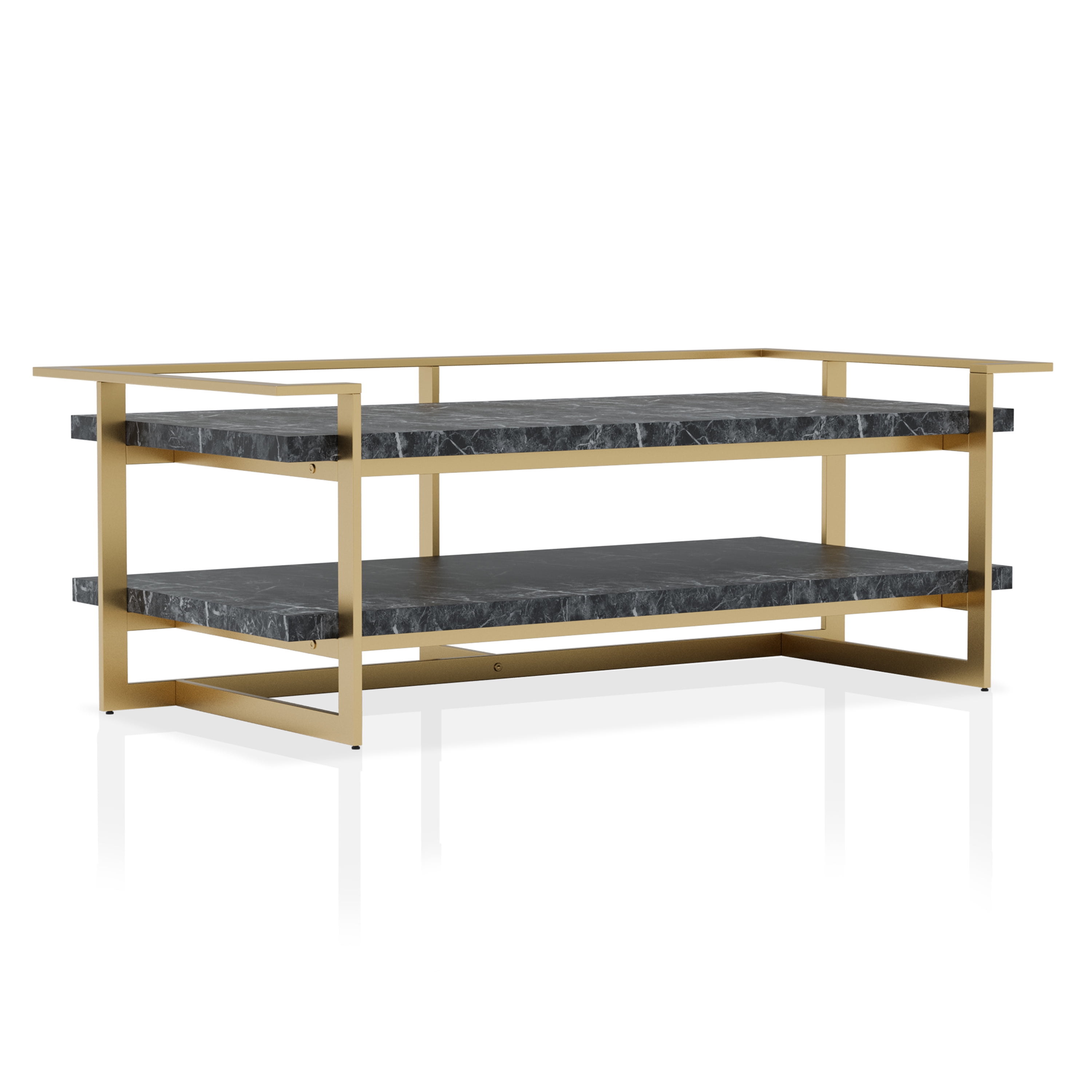 Furniture of America Denoa Faux Marble Top Coffee Table, Black