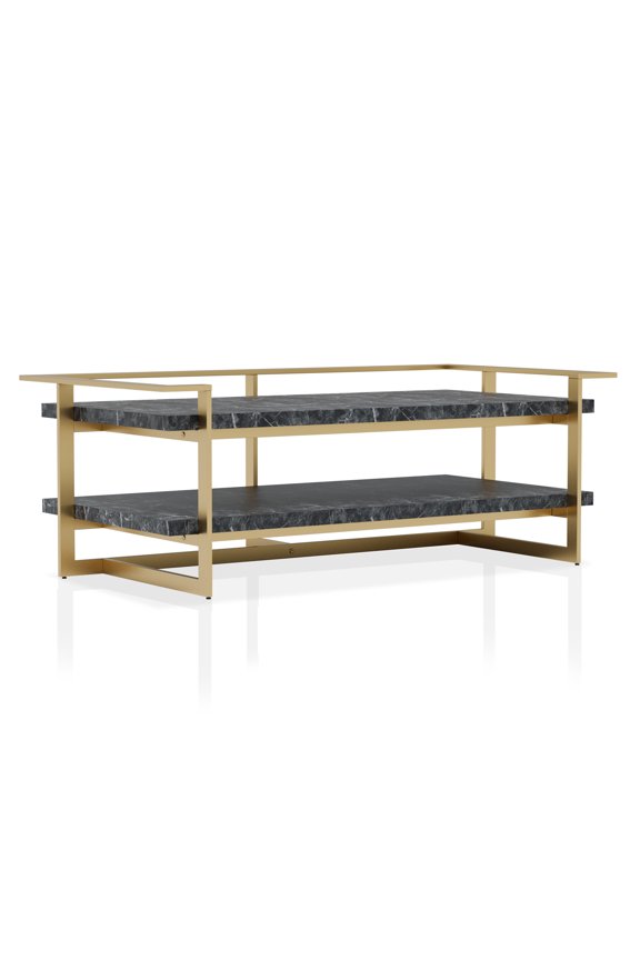 Denoa Faux Marble Top Coffee Table, Black