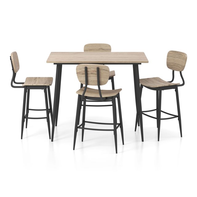 Furniture of America Derk 5-Piece Counter Height Dining Set, Natural