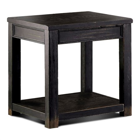 Furniture of America Deston Transitional Wood End Table in Antique Black