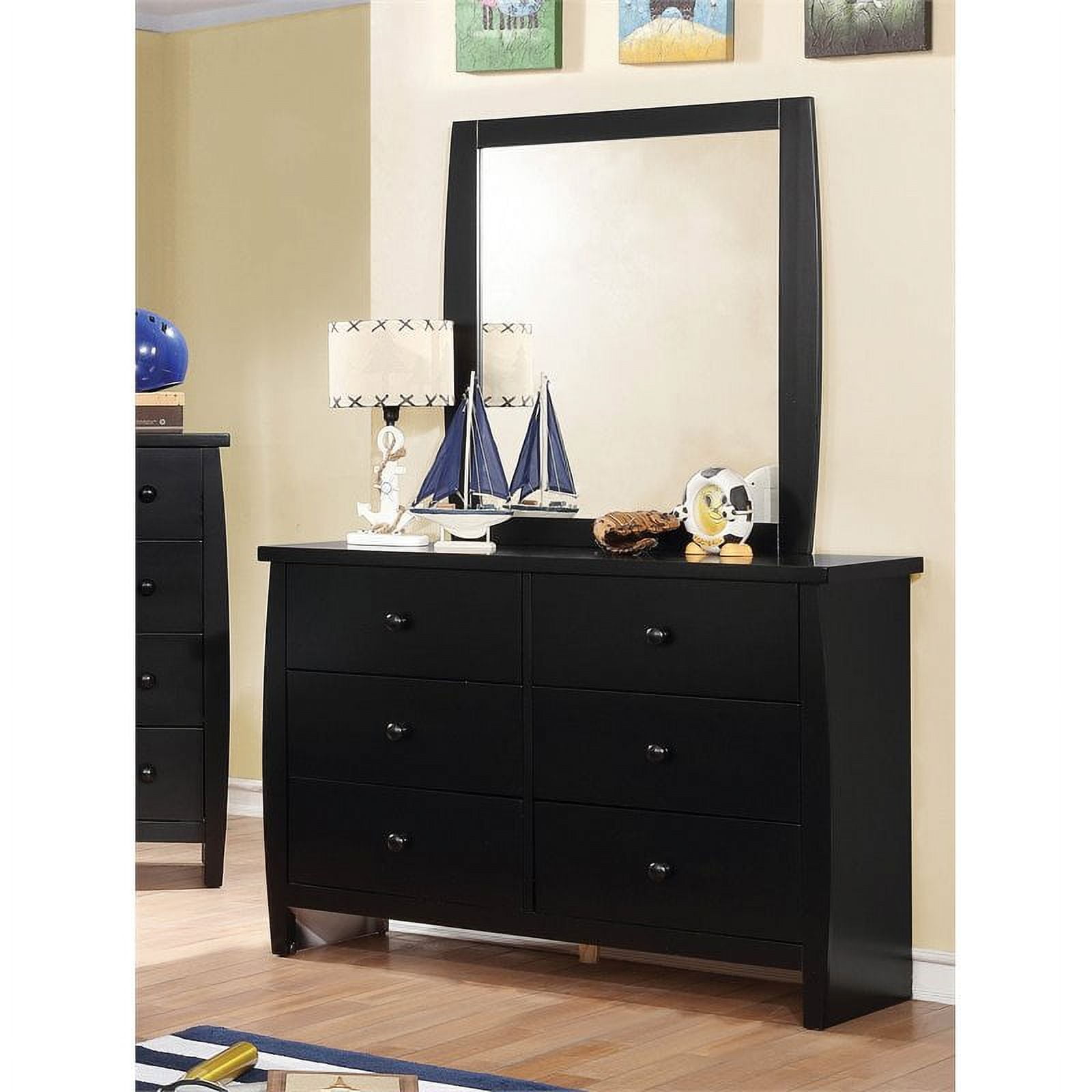 Black 6 drawer dresser with mirror deals