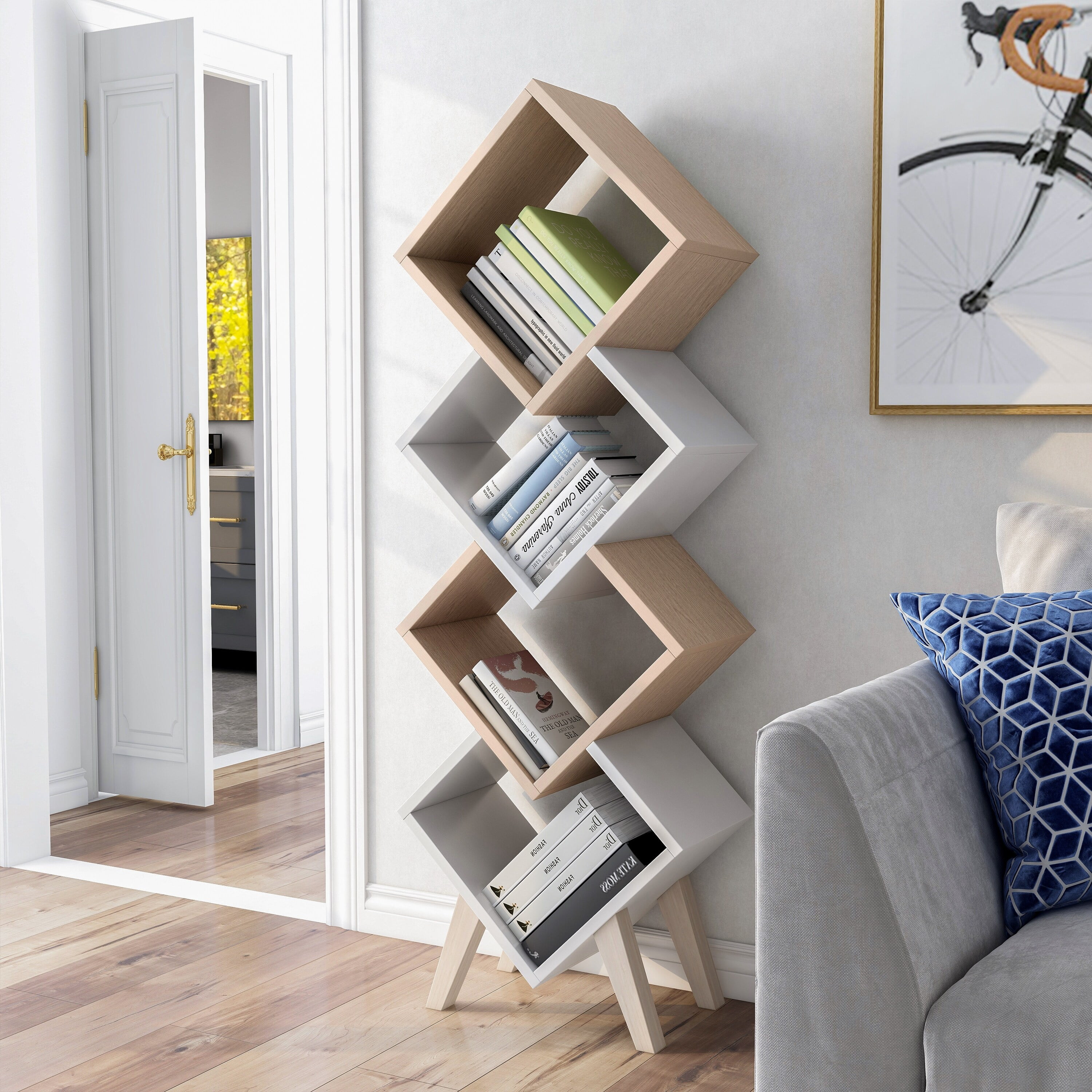 Furniture of America Diamonte Mid century Modern 4 Shelf Bookcase