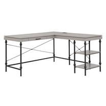 Furniture of America Diego L-shaped Wooden Desk in Antique Gray