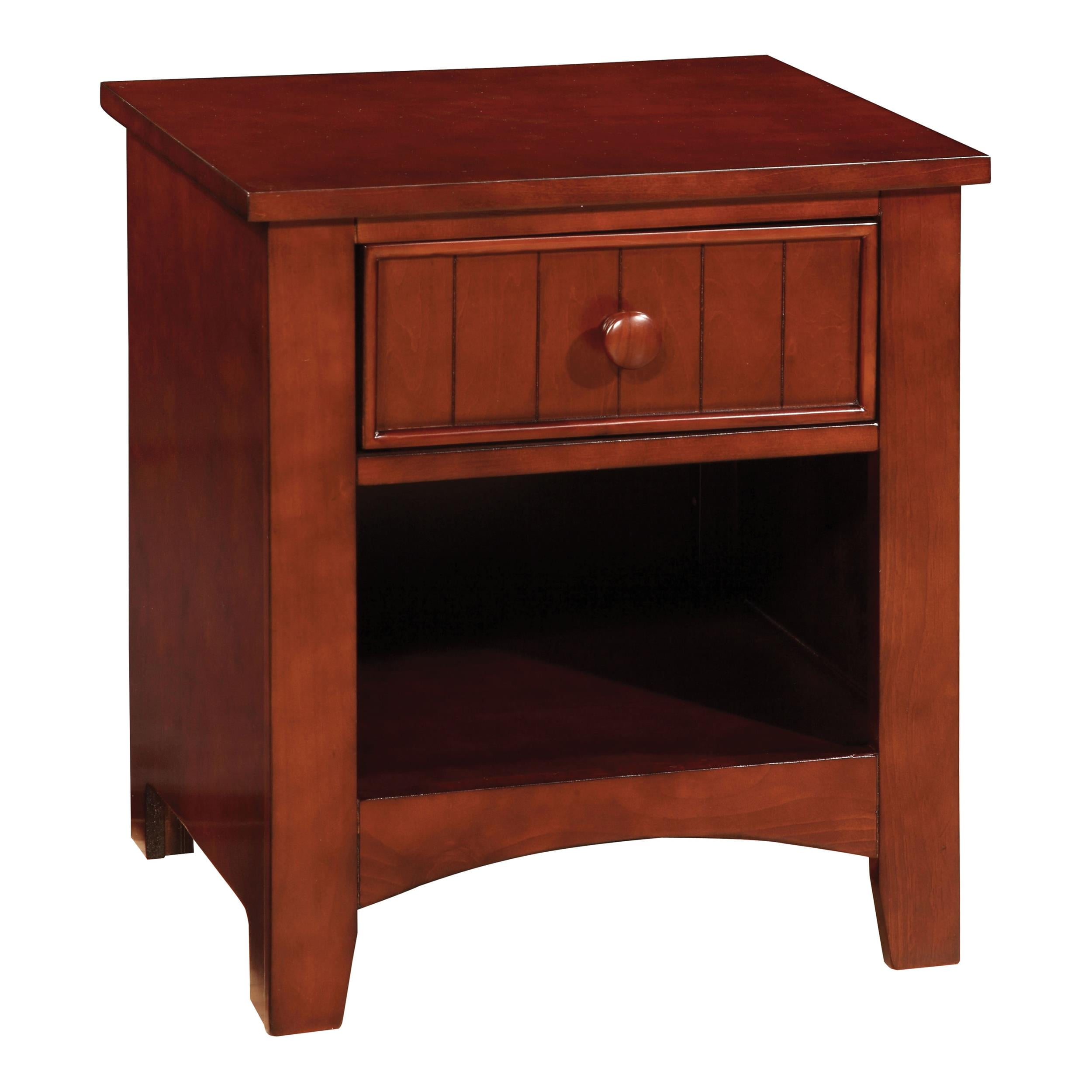 Dimanche Cherry Solid Wood Transitional Nightstand with 1 Drawer