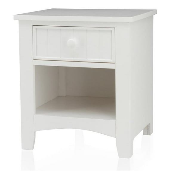 Furniture of America Dimanche Solid Wood 1-Drawer Nightstand in White