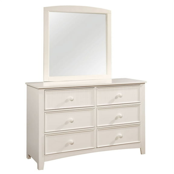 Furniture of America Dimanche Solid Wood Dresser and Mirror in White