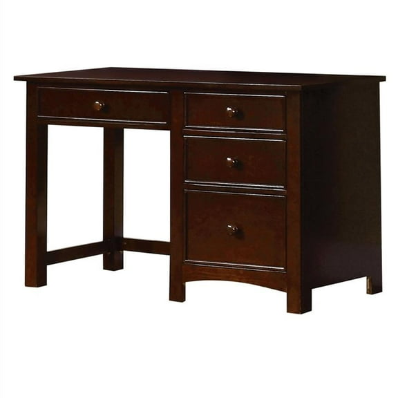 Furniture of America Dimanche Transitional Solid Wood Desk in Dark Walnut