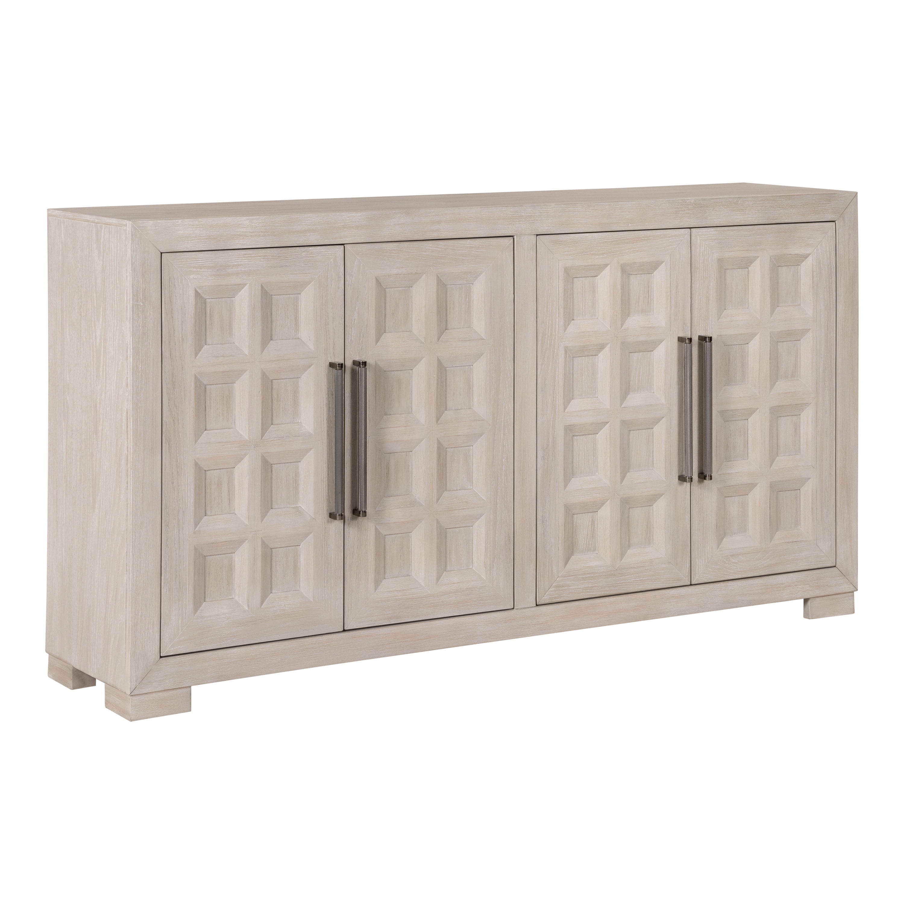 Furniture of America Direx Modern 66" 4-Door Solid Wood Sideboard, Tawny