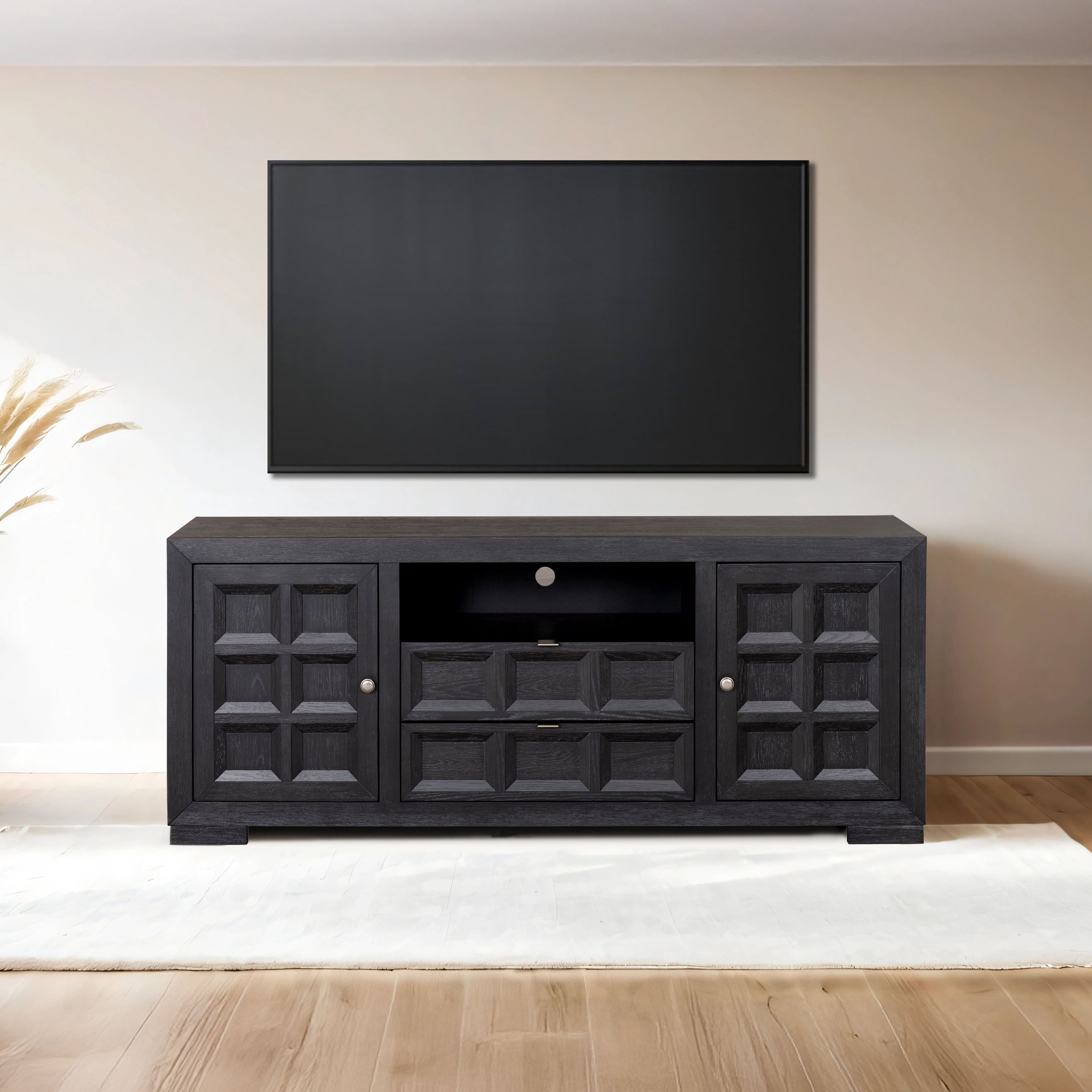Furniture of America Direx Modern Television Stand for TVs up to 80”, Weathered Black