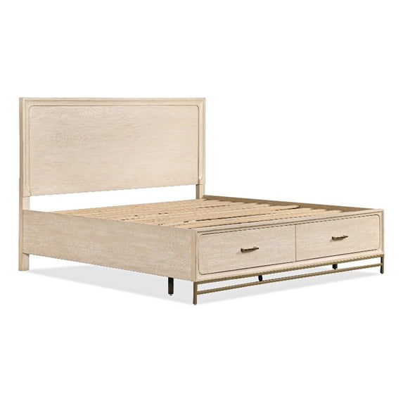 Furniture of America Don Wood and Metal Panel Queen Bed in Light Oak