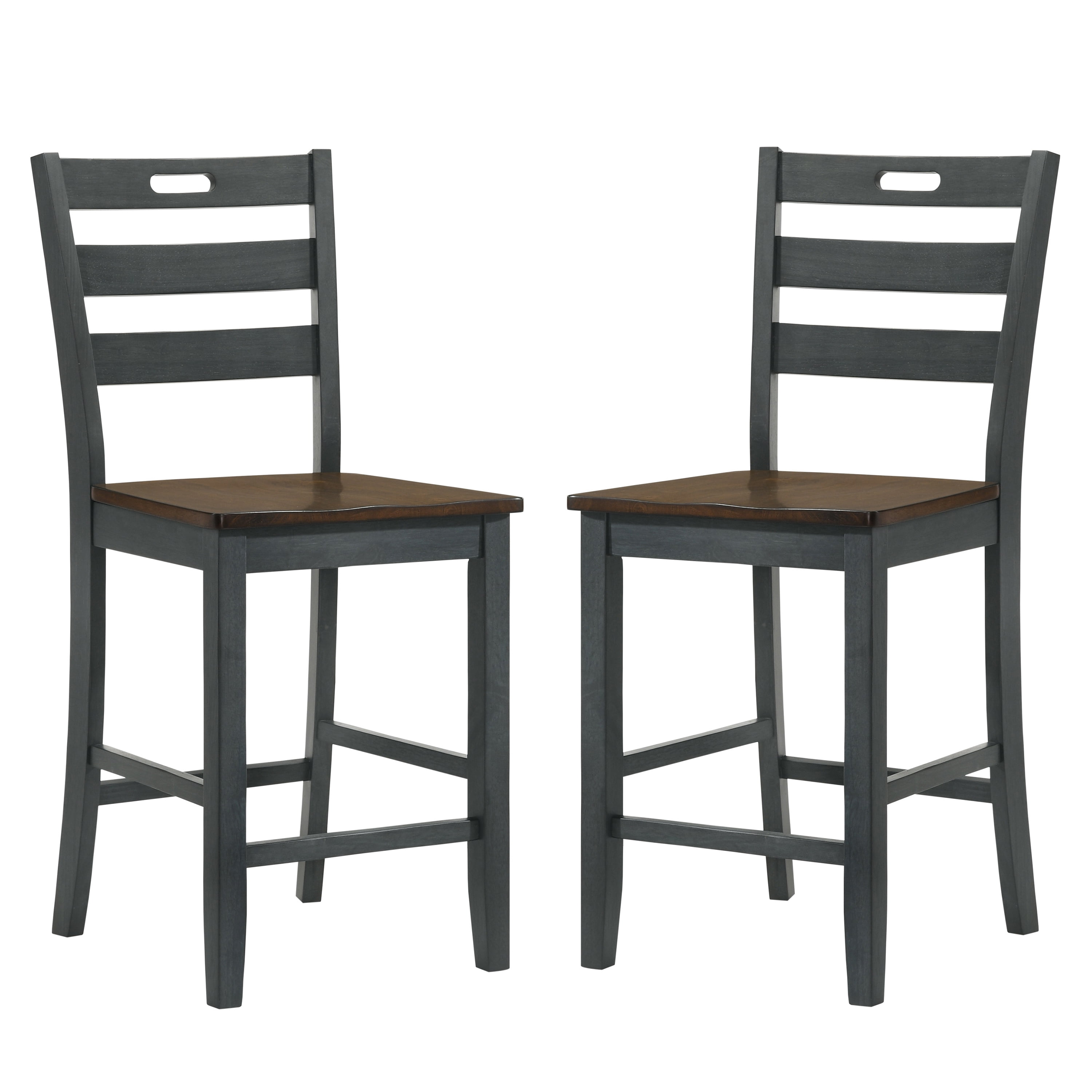 Furniture of America Donia Wood Counter Chair- Set of 2, Antique Gray